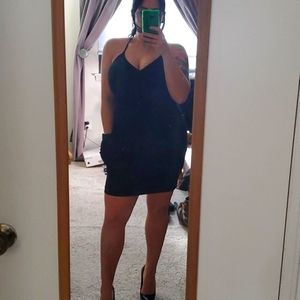 Mini black racer back dress